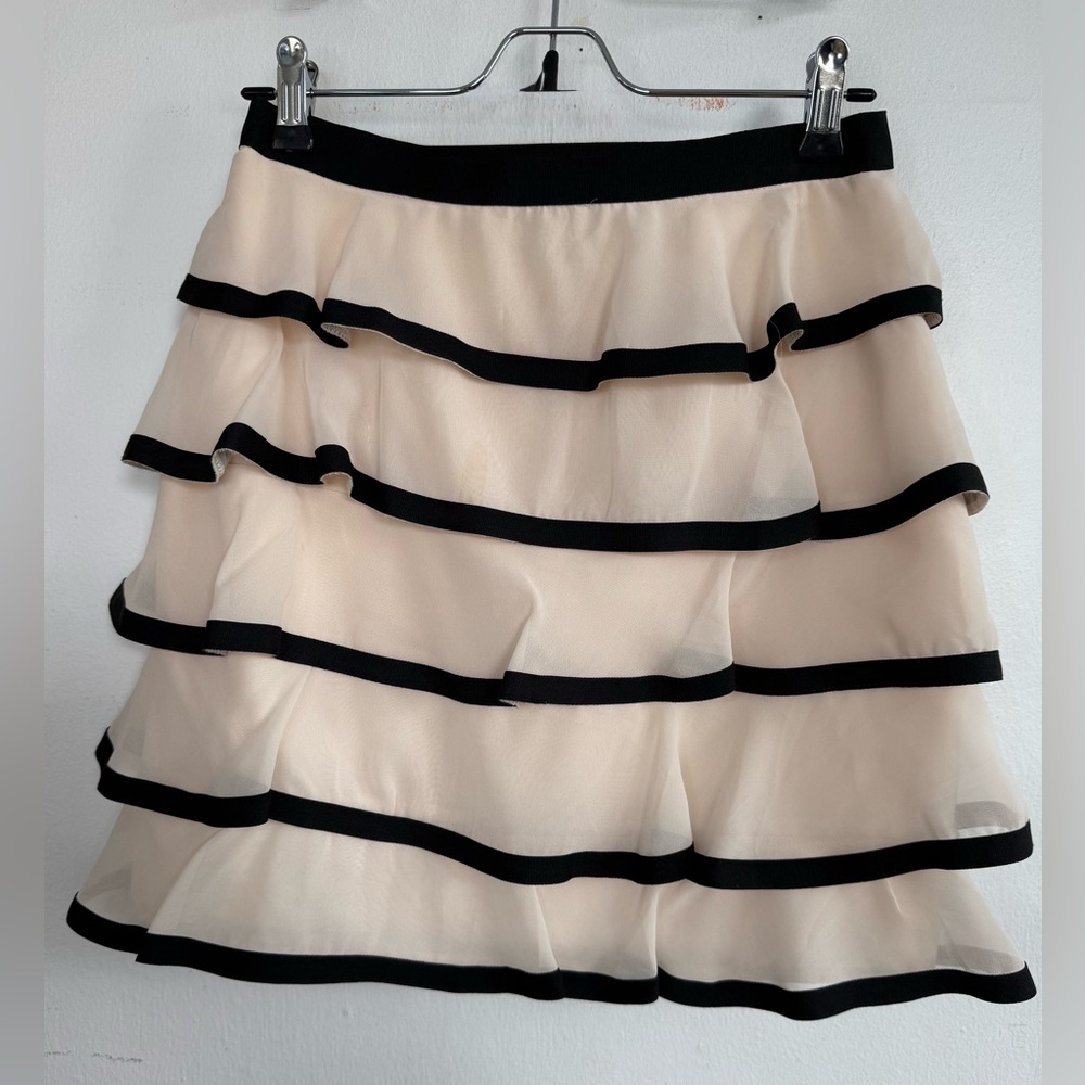 H&M Cream and Black Ruffled Skirt